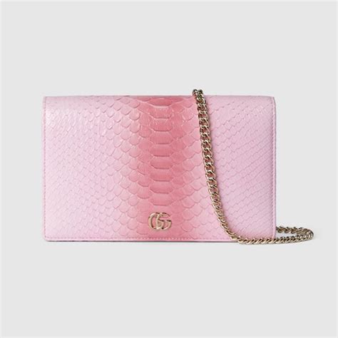 GG Marmont python chain wallet in gradient pink 